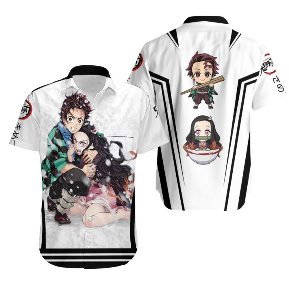 Kamado Tanjiro Hug Kamado Nezuko Anime Kimetsu No Yaiba Hawaiian Shirt