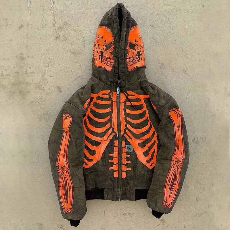 Women Gothic Zipper Hoodie Couple Trend Harajuku Punk Clothing Sweatshirt