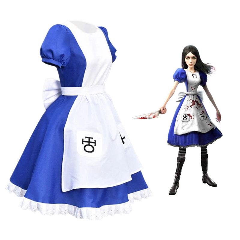 Aboutcos Game Alice Madness Returns Cosplay Costume Princess Dress Maid Dress Made Halloween Party Maid Dress Apron For Women alx