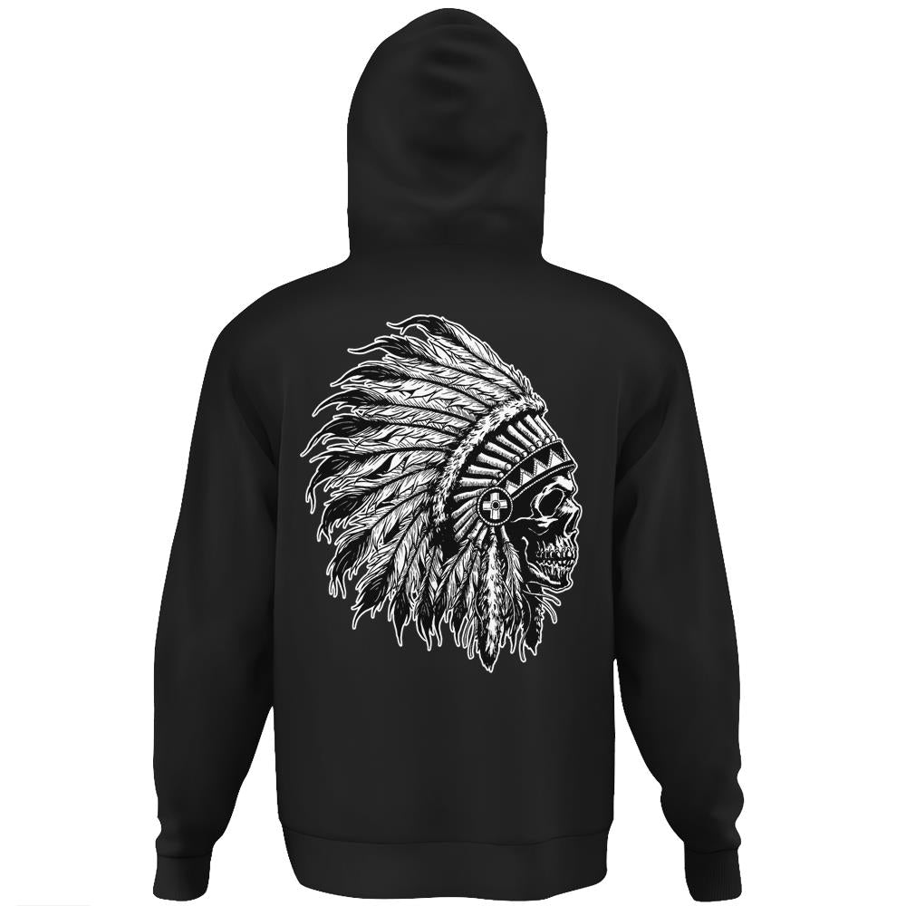 Native American Big Chief Skull Headdress Yutta-Hey Design Hoodie Print On Back