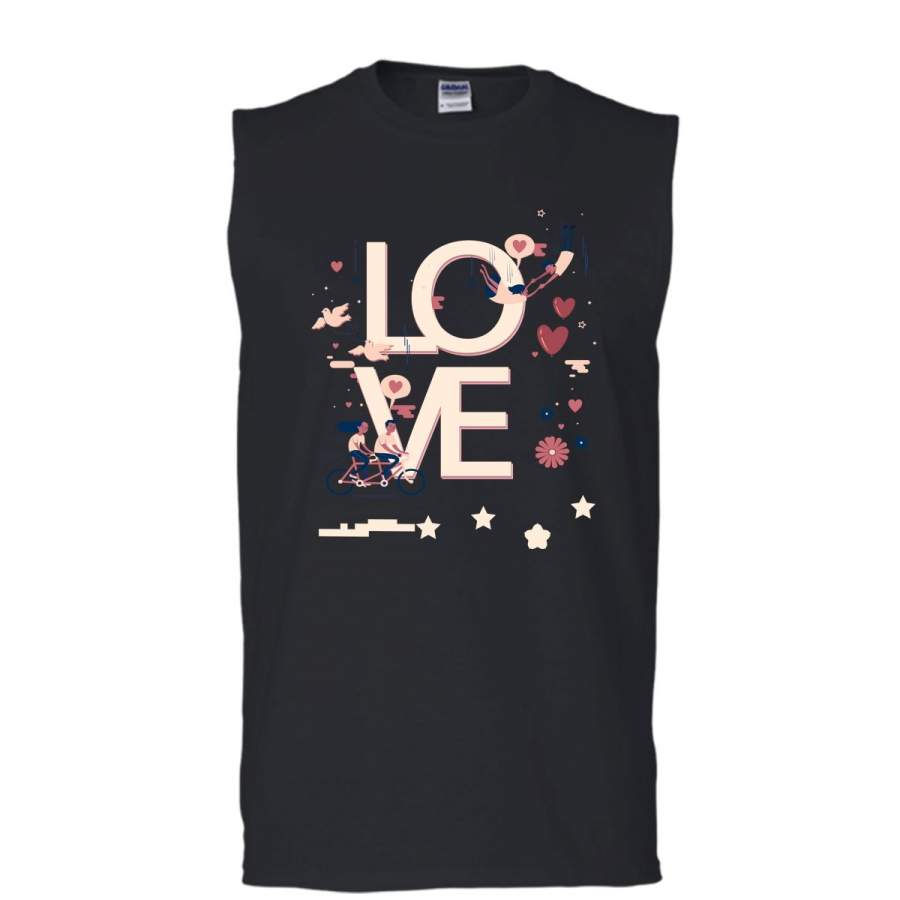 Love T Shirt, Coolest Couple T Shirt, Cool T Shirt (Men’s Cotton Sleeveless)