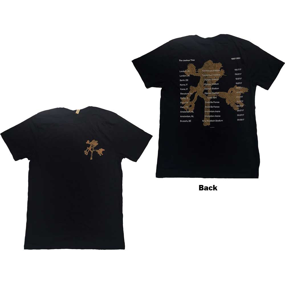 U2 – Joshua Tree Dates 2017 Tour With Backprint – Black T-Shirt