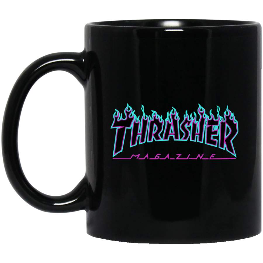 Thrasher puple flame Logo Black Mug