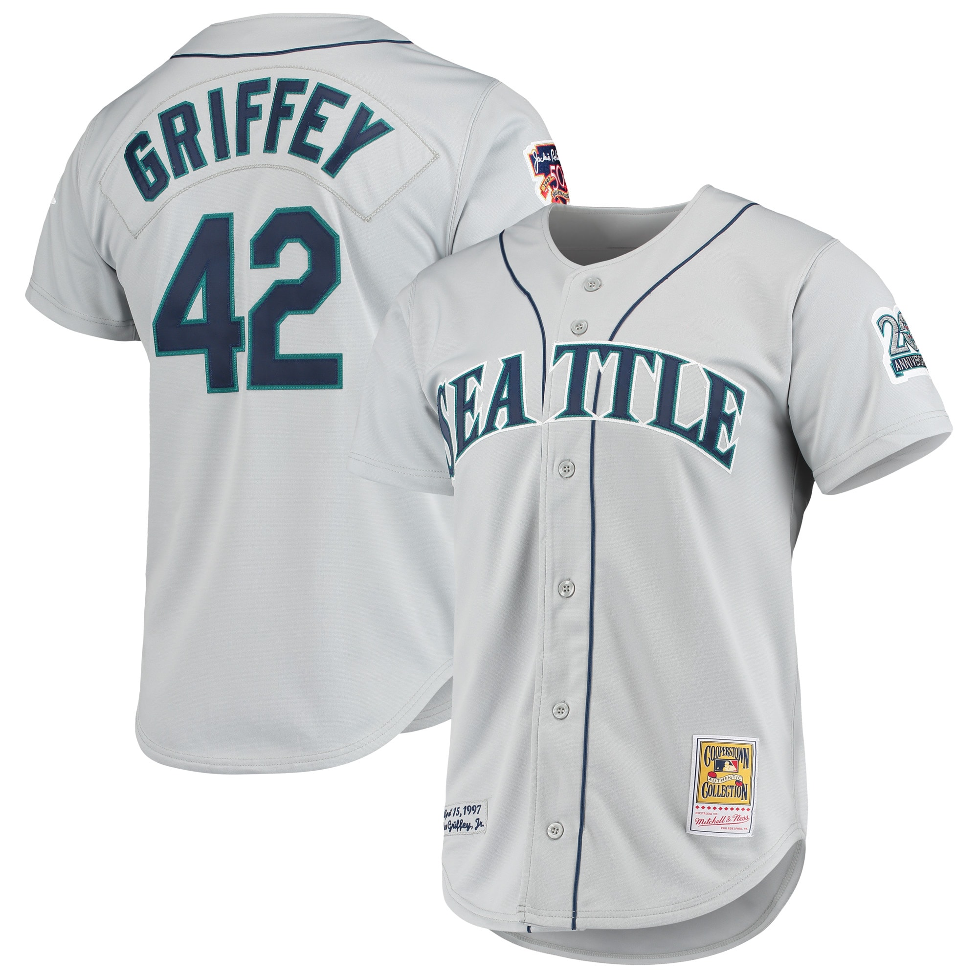 Ken Griffey Jr. Seattle Mariners Mitchell & Ness 20th Anniversary Cooperstown Collection Authentic Jersey – Gray