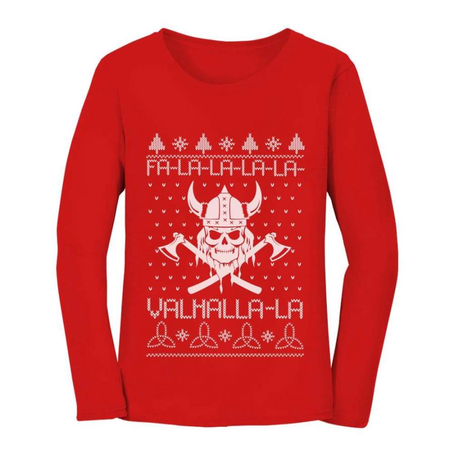 Viking Nordic God Valhalla Ugly Christmas Women Long Sleeve T-Shirt