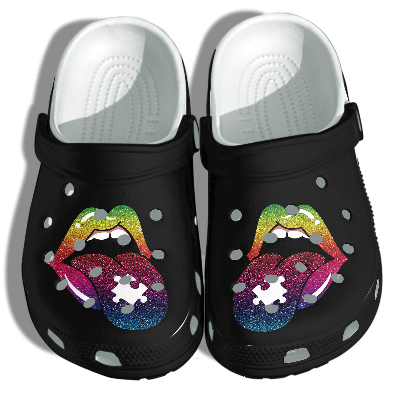 Rainbow Lip Tongue Be Kind Shoes Crocs – Autism Awareness Merch Shoes 2021 For Girls Women