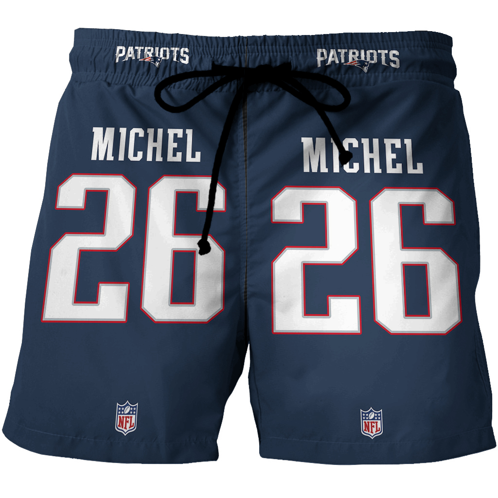 New England Patriots Michael 26 Uniform 3D All Over Print Summer Beach Hawaiian Short