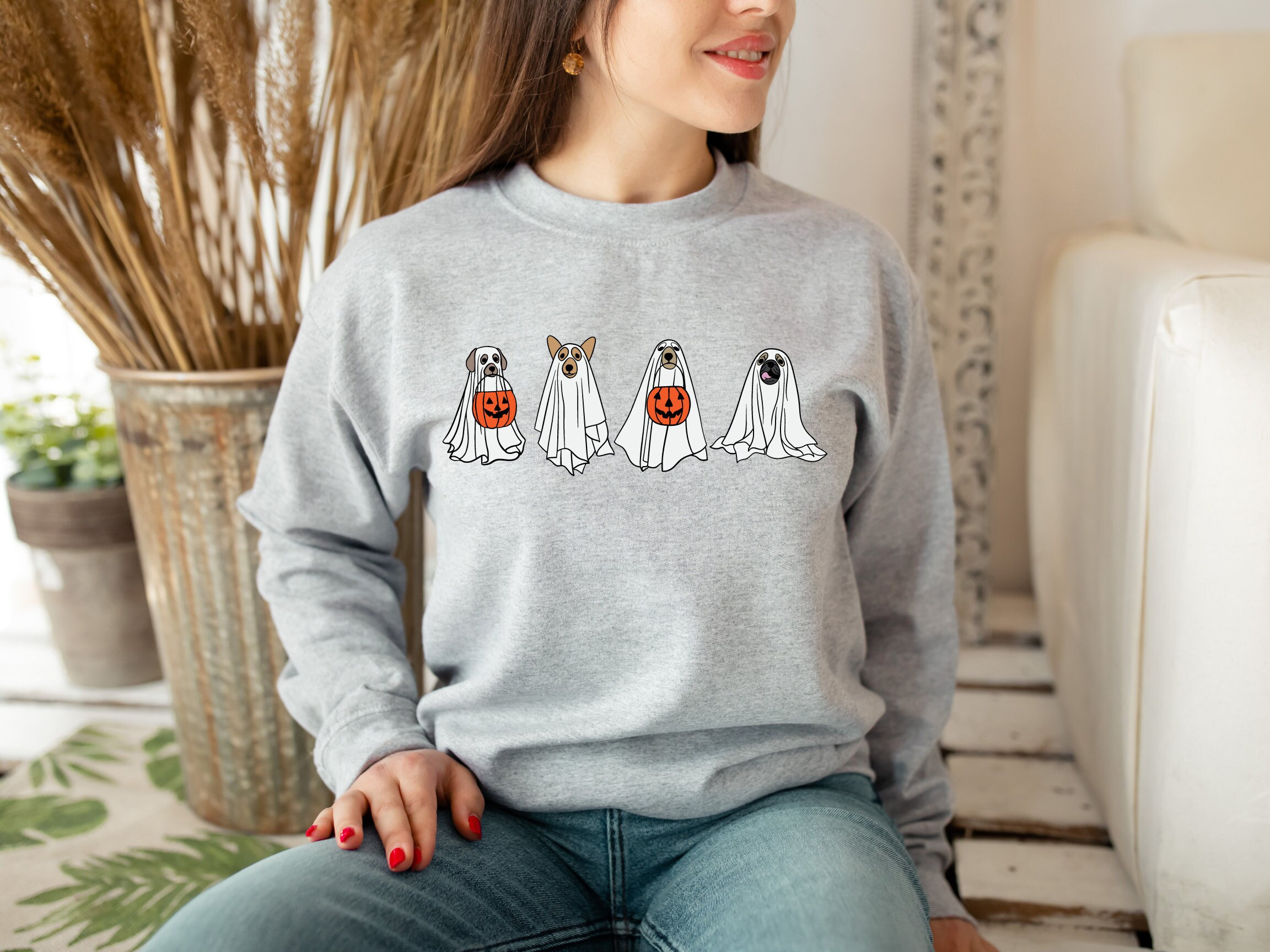 Сute Ghost Dog Sweatshirt, Ghost dog shirt, Dog Lovers Shirt, Halloween Hoodie, Halloween Dog shirt, Spooky Season, Pumpkin Tee, Fall Shirt