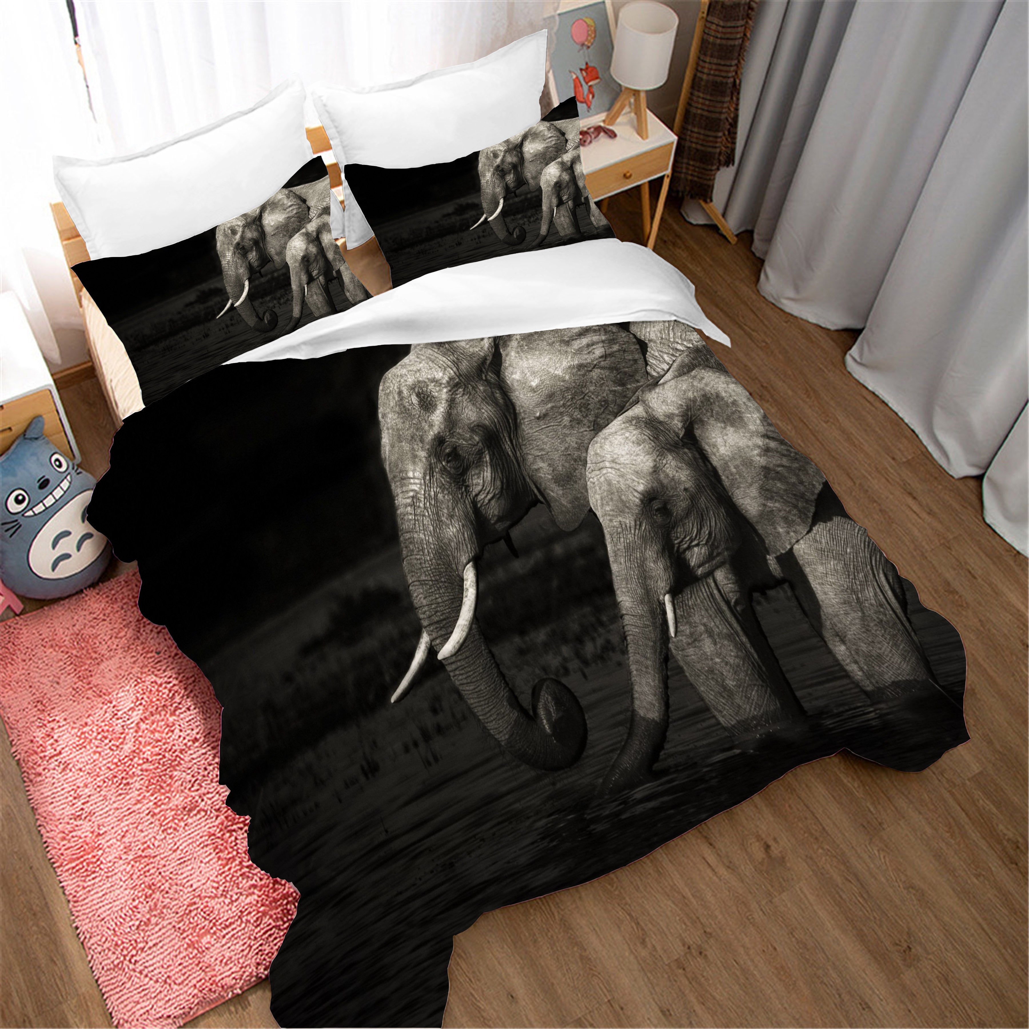 3D Black Elephant Quilt Cover Set Bedding Set Duvet Cover Pillowcases Sf207