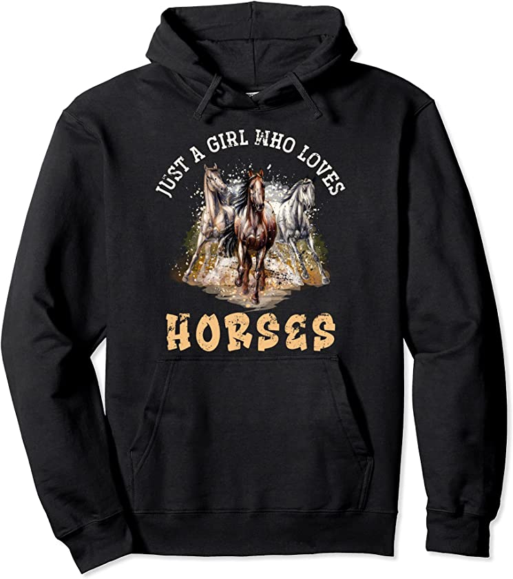 Animal Horseback Riding Horse Girls Women Gift Horse Pullover Hoodie