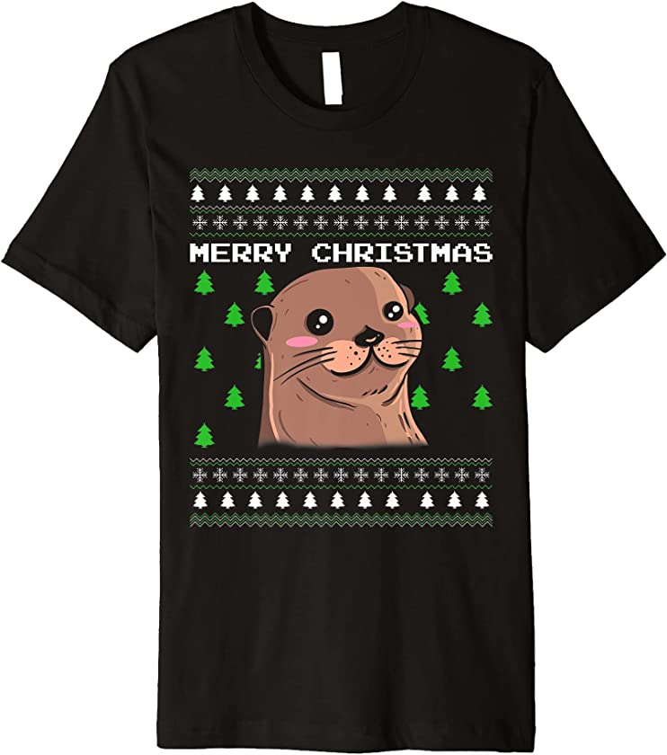 Ugly Christmas Otter Party Celebration Candy Greetings Premium T-Shirt