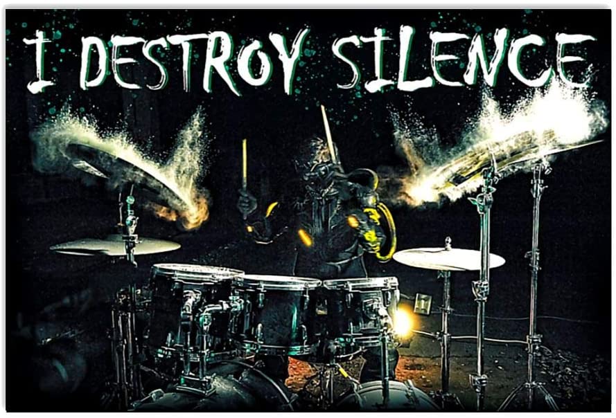 Vintage Drummer – I Destroy Silence Poster Art Print      Home Decor Gift For Men Women Family Friend On Birthday Xmas