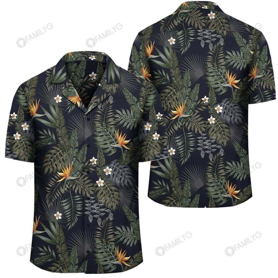 Tropical Leaves And Flowers In The Night Style Hawaii Shirt Summer Hawaiian For Men, Women, Couple