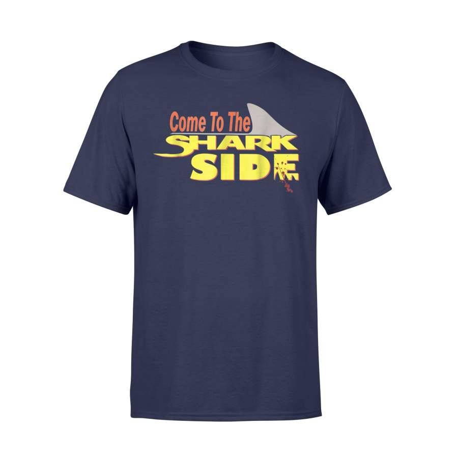 Come To The Shark Side Fin And Bite Mark Design T-Shirt