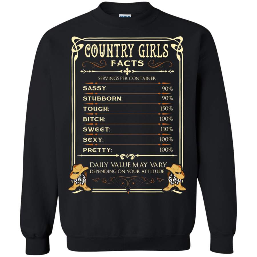 AGR Country Girl Facts Servings Per Container Sweatshirt