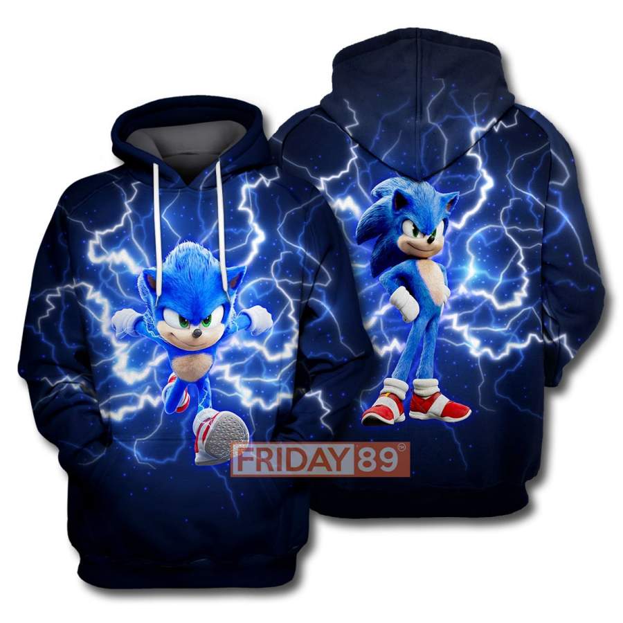 Sonic The Hedgehog Lightning Fast 3D Print Hoodie T-shirt