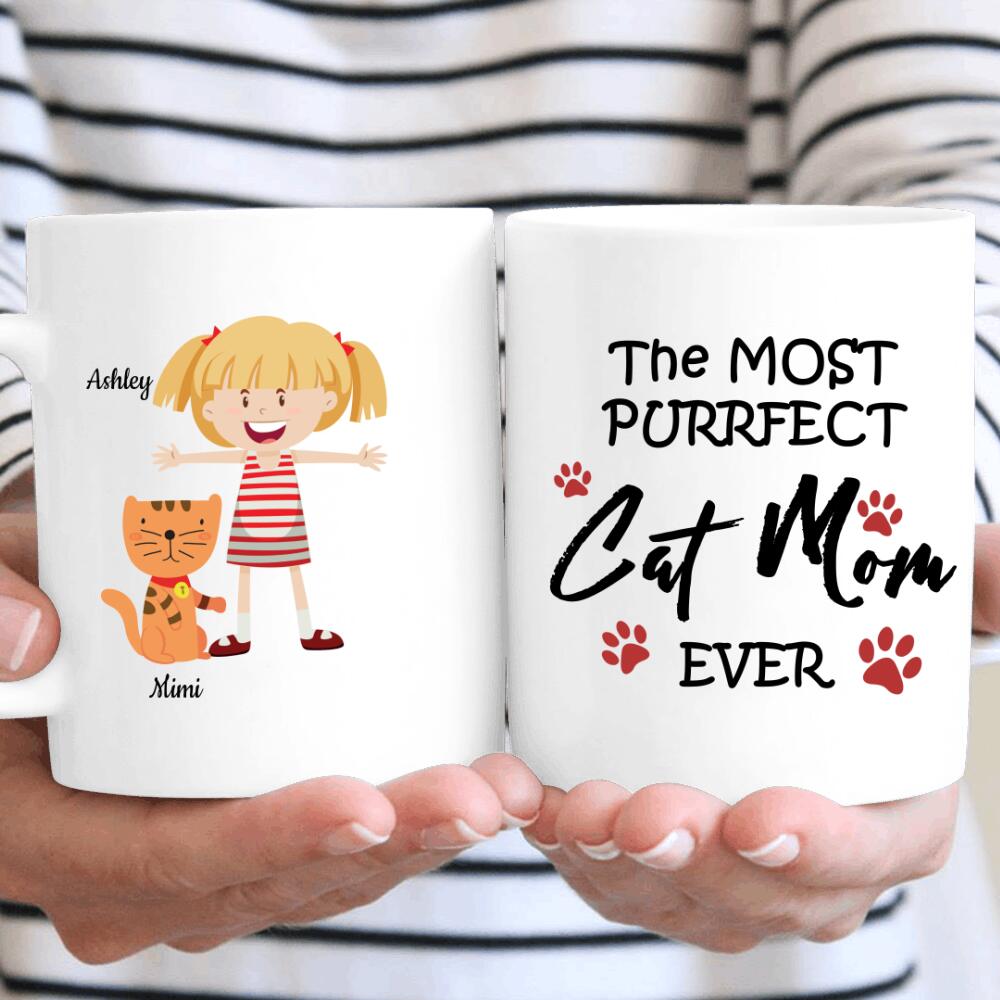 Personalized Purrfect Cat Mom Funny Custom Name Gift For Cat Lovers – Coffee Mug