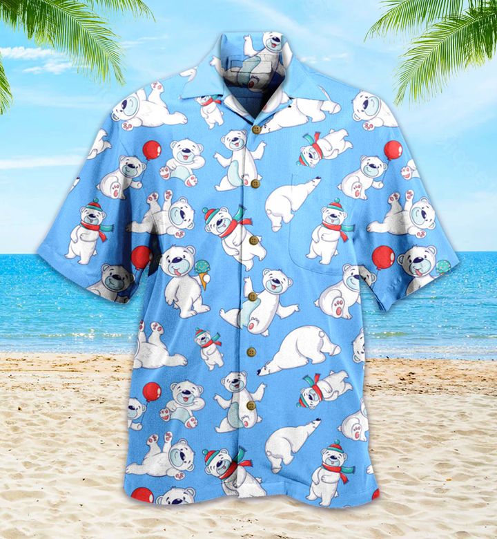 Cute Polar Bear Blue Hawaii Shirt Ha56953