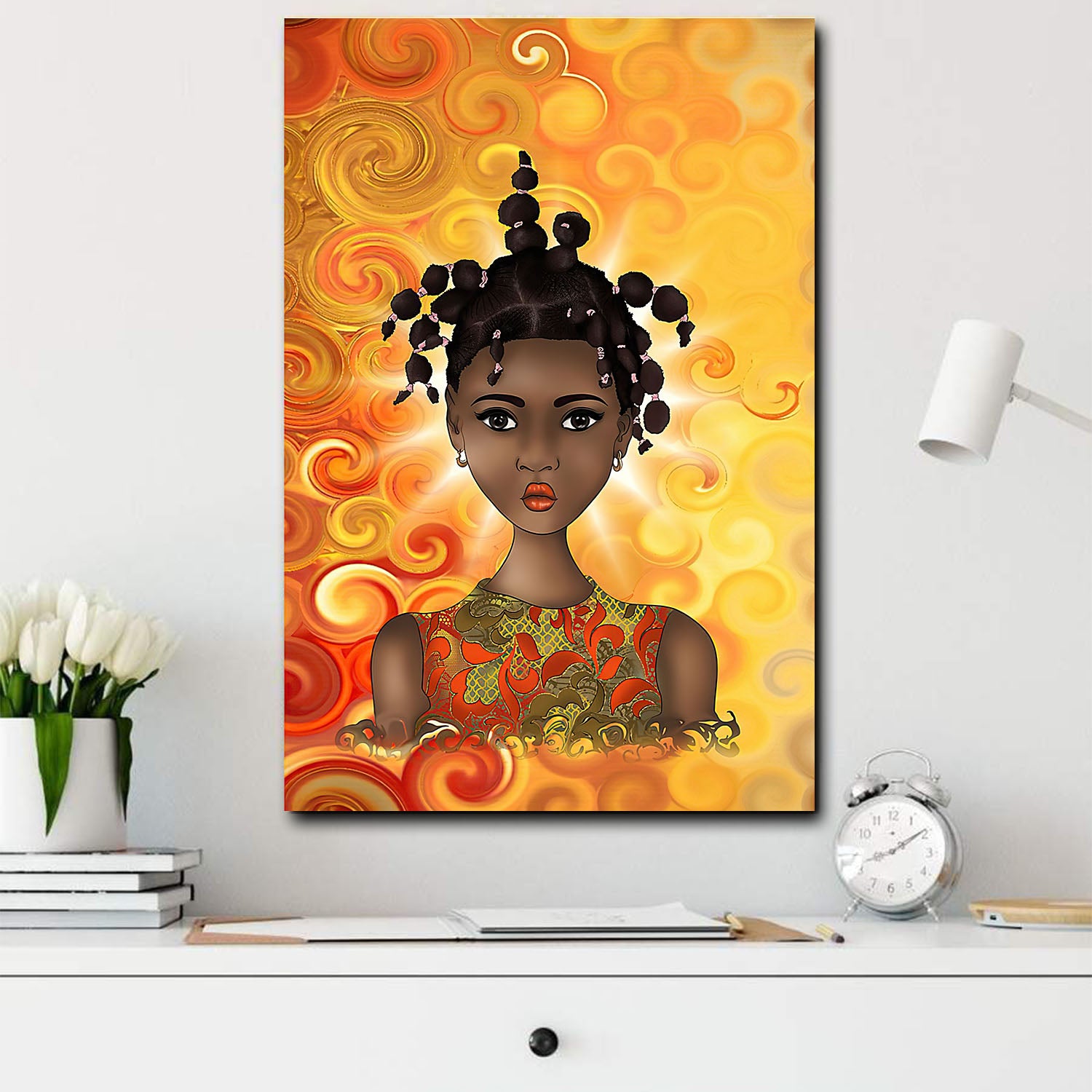 African American Art Canvass Young African Woman Living Room Bedroom Bathroom Home Decoration