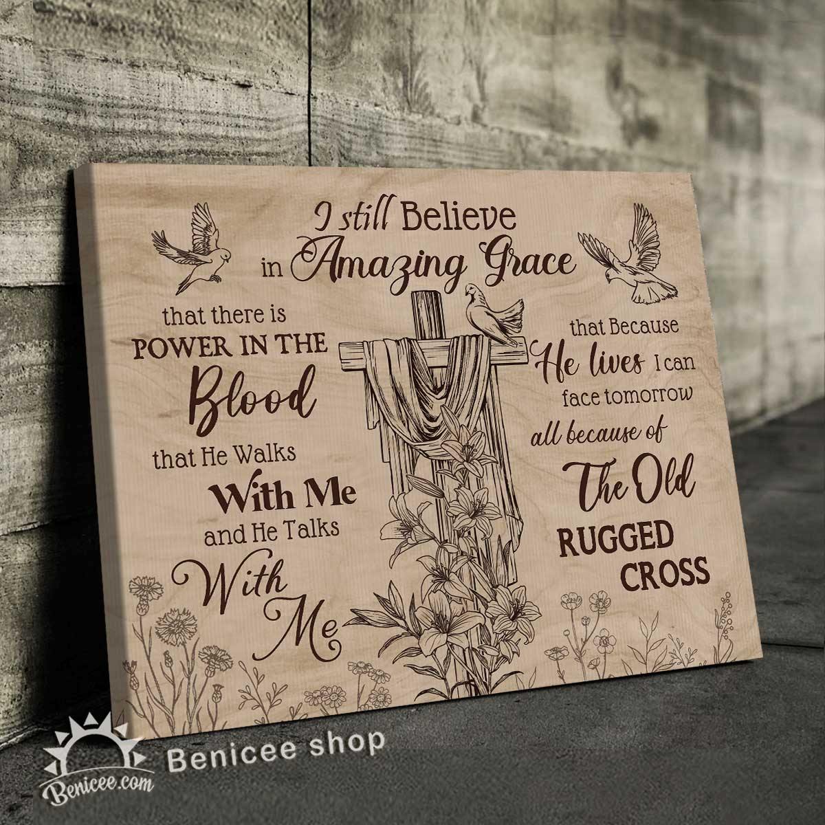 Benicee Christian Wall Art Canvas Amazing Grace Top 3 Home Decor