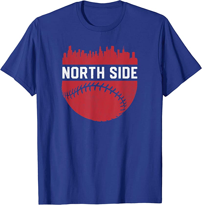 Vintage North Side Chicago Skyline Baseball T-Shirt