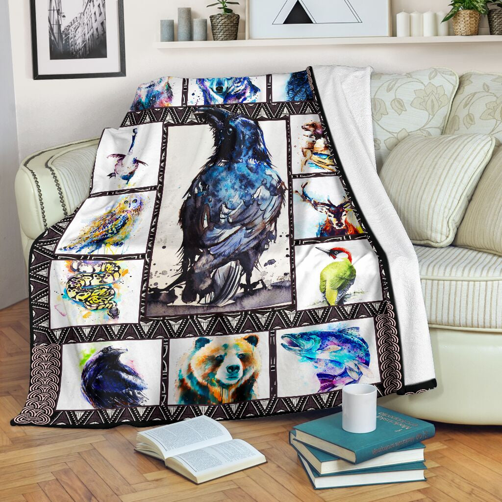 Raven Totem American Animals  Sherpa Fleece Blanket Great Customized Blanket Gifts For Birthday Christmas Thanksgiving