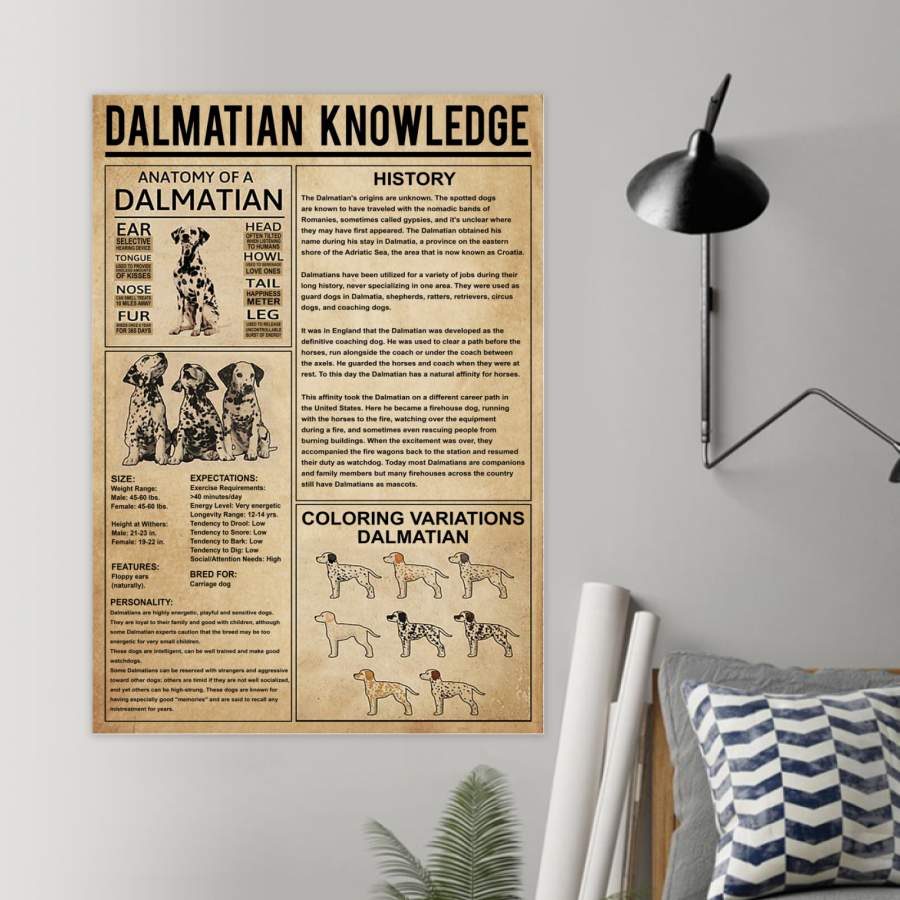 Dalmatian Knowledge  Unique Custom Design  Poster  Gift  For Dog Lovers