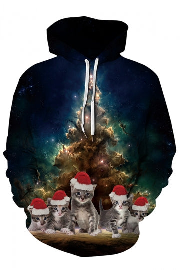 Cute Kitten Christmas Hoodie Chestnut