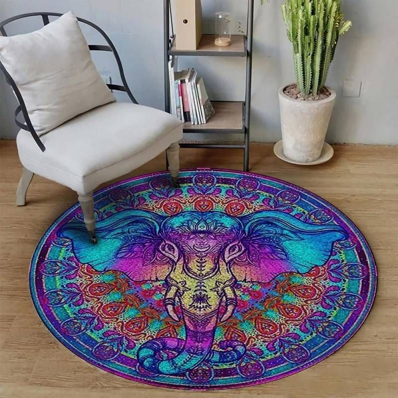 Meditation Elephant Round Round Rug