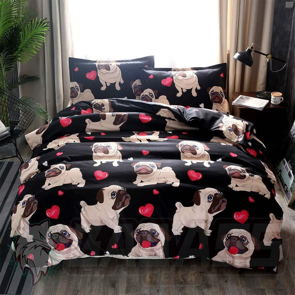 Puppy Pug Dog Quilt Bed set