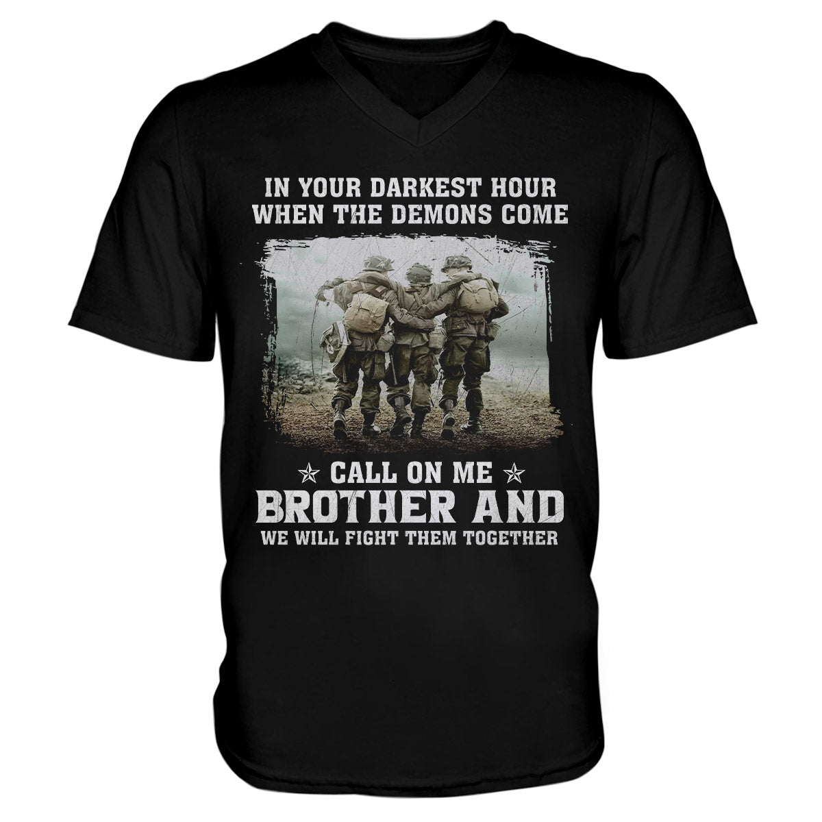 We Will Fight Them Together Veteran, War Memory Military Brother Unisex V-Neck T-Shirt