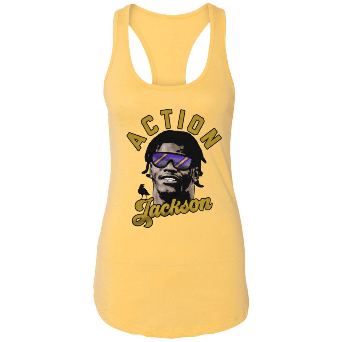 Lamar Jackson Action Jackson Baltimore Ravens Inspired Racerback Tank T-Shirt