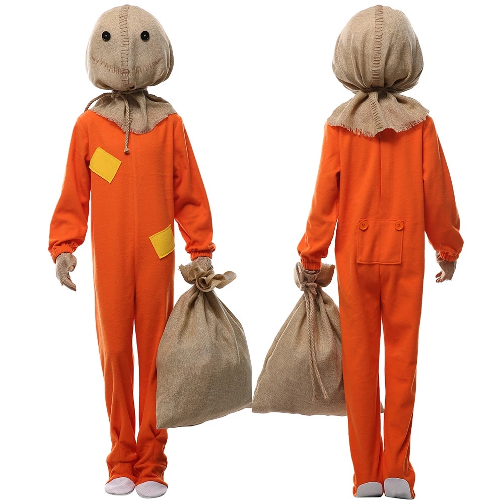 (In Stock) Trick or Treat cosplay Sam Costume With Bag Uniform Jumpsuit For Kids Halloween Carnival Costumes alx