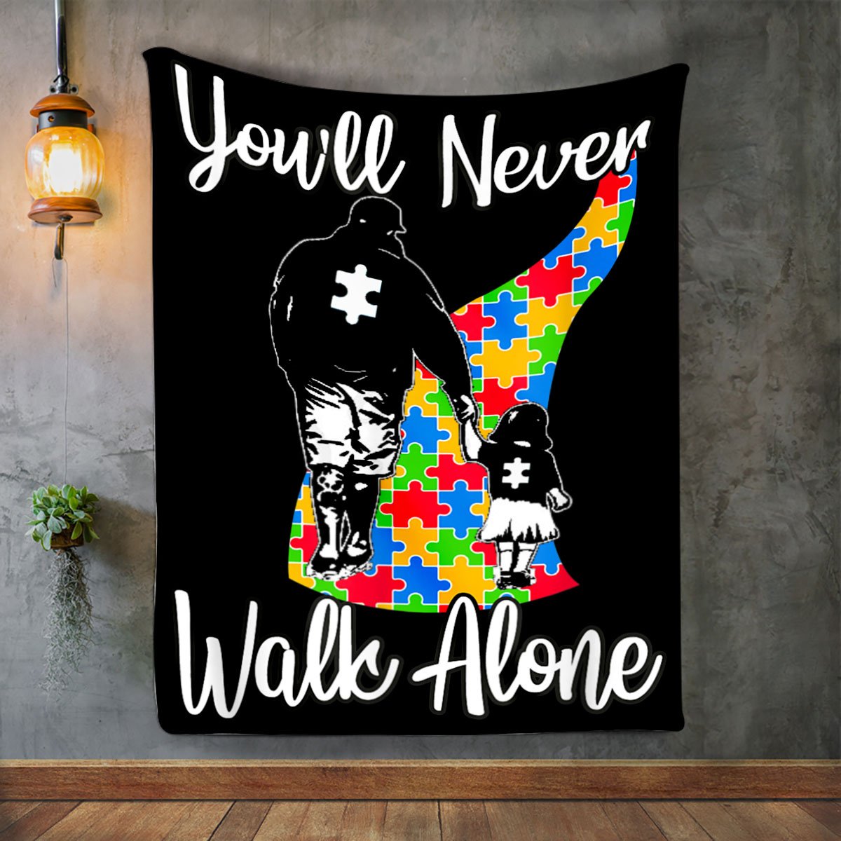 Autism Dad & Daughter Premium Fleece Blanket