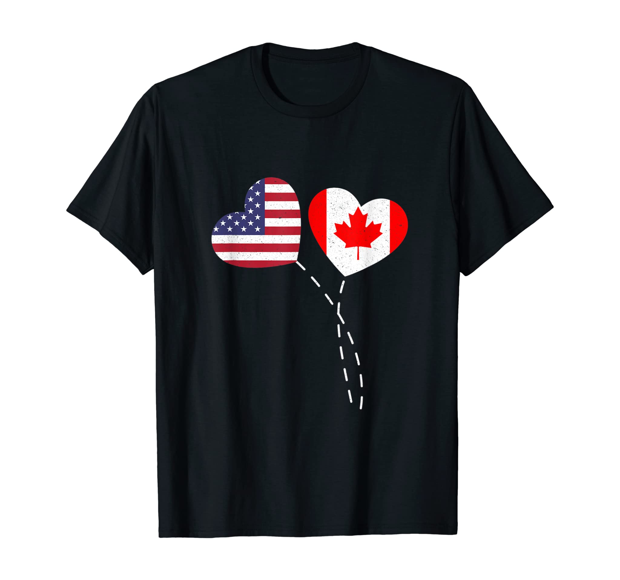 Loving Canada USA Flag Heart Canadian Americans Love T-Shirt