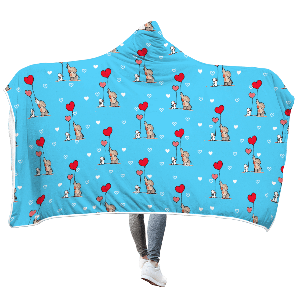 rabbit and elephant Custom Hooded Blanket