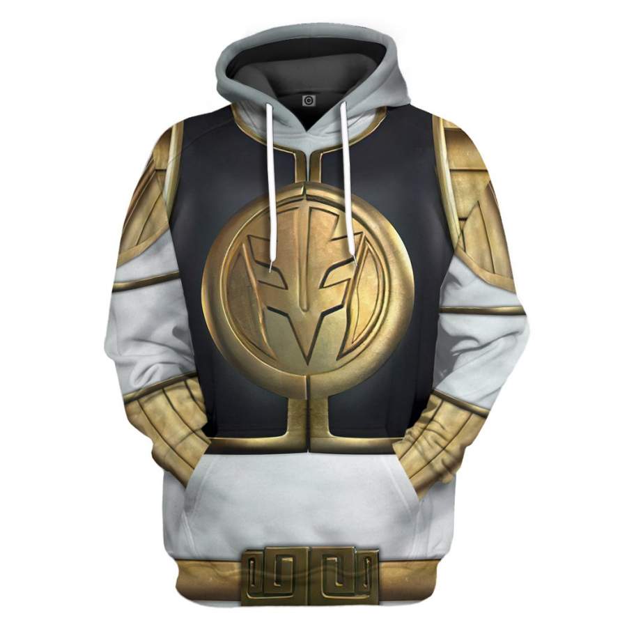 Gearhuman 3D Mighty Morphin White Power Rangers Custom Hoodie Apparel