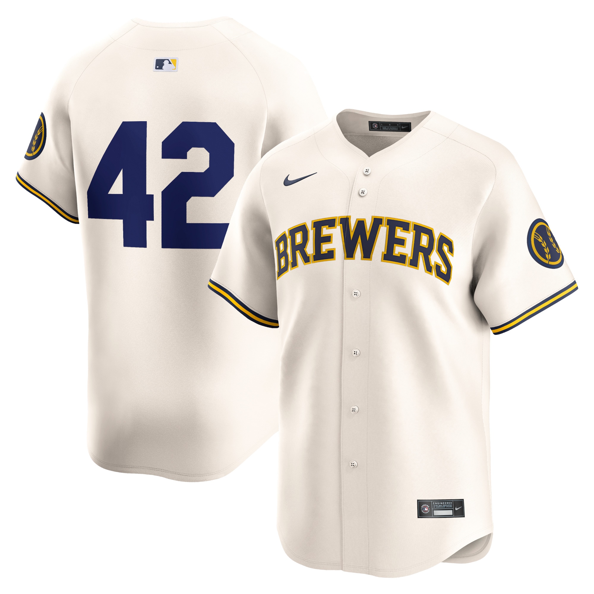 Milwaukee Brewers 2024 Jackie Robinson Day Home Limited Jersey  Cream