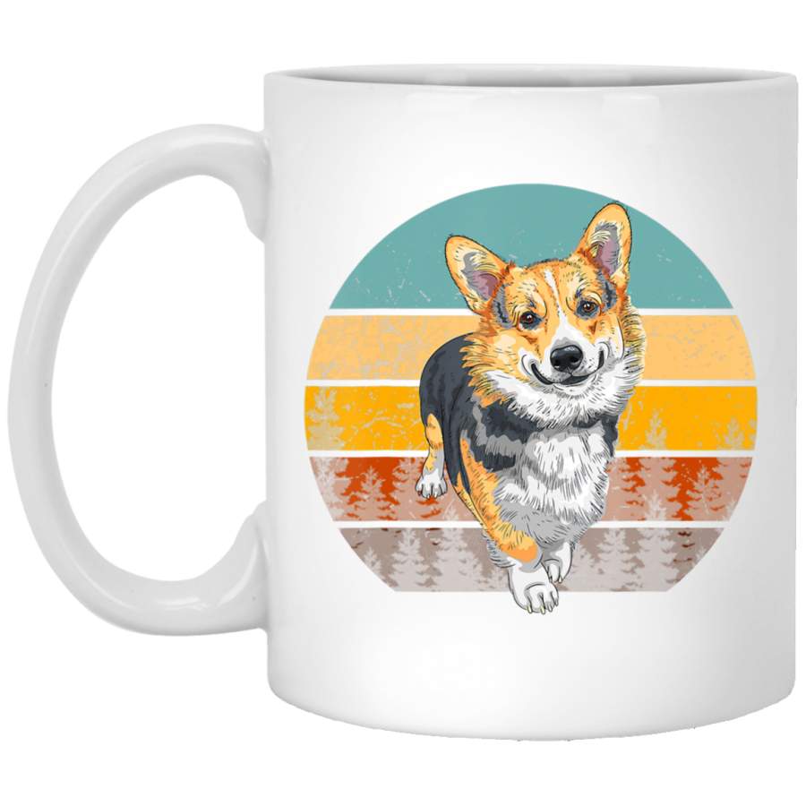 Funny Corgi Vintage 60s 70s Retro  White Mug Pet Owner, Dog Dad Mom Lover, Best Friends Gifts Funny Sayings Slogan Cute