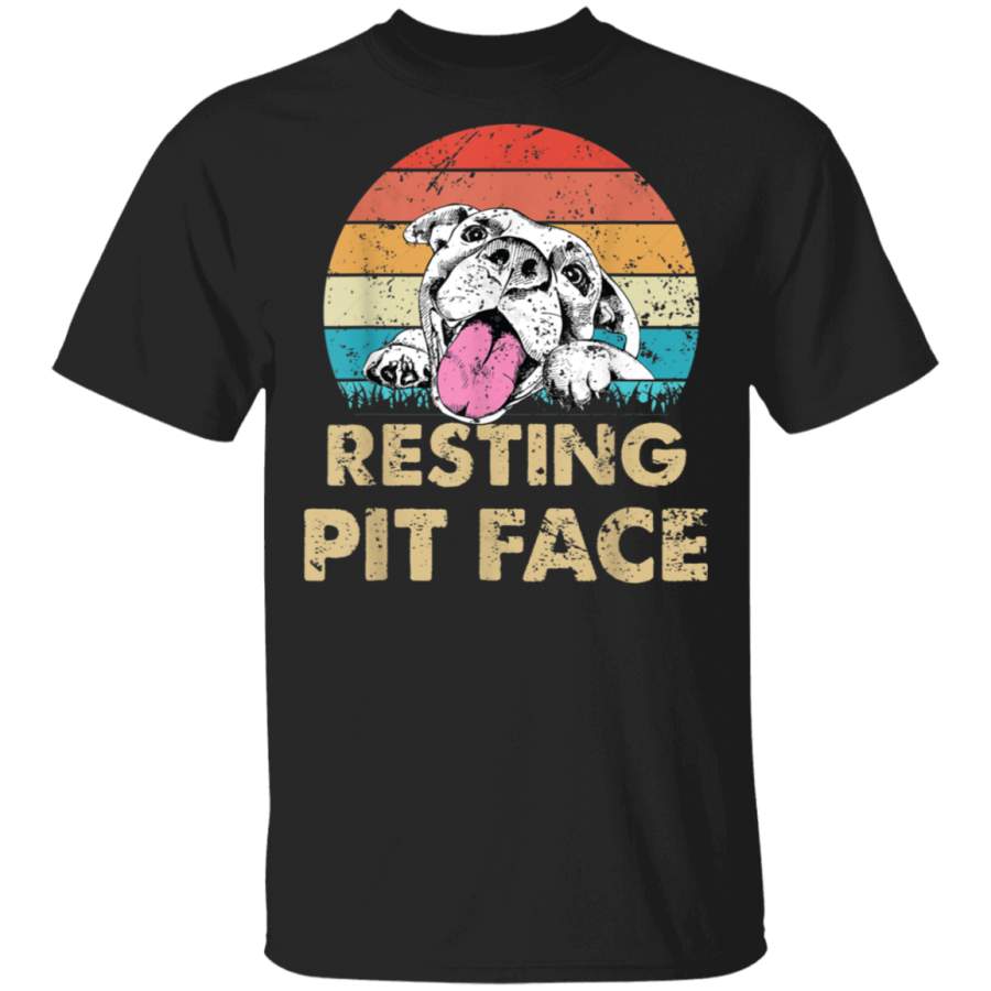 Funny Pit bull Lover Gift Vintage Resting Pit Face G500 Gildan 5.3 oz. T-Shirt