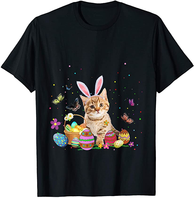 Cute Cat Easter Day Bunny Eggs Costume Mens Womens Kids T-Shirt