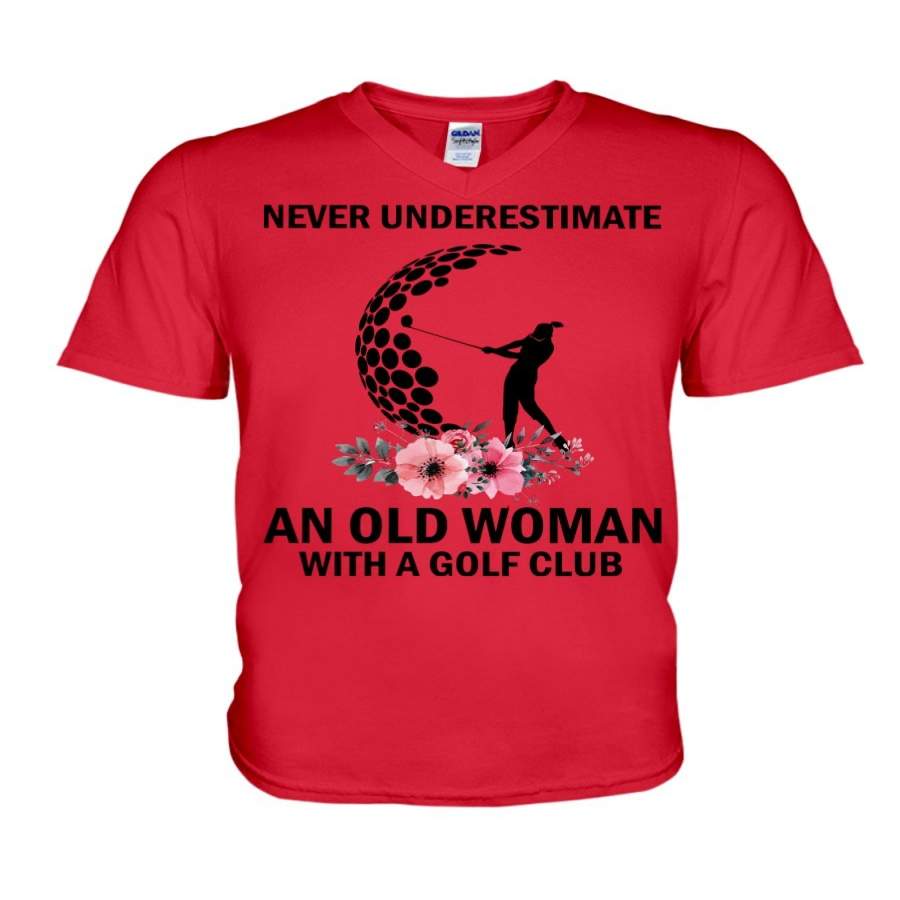 Never Underestimate An Old Man With A Golf Club Special Custom Design Guys V-Neck