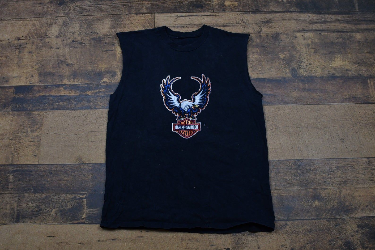 Vintageharley Davidson Motorcycles Vintage Sleeveless T-Shirt / American Bald Eagle Animal Graphic / 2000 90S / Streetwear / Retro Style