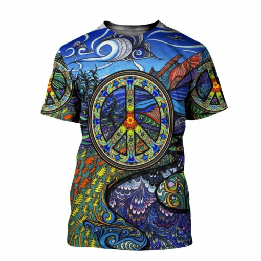 Hippie Peace Blue 3D All Over Printed Shirts For Men And Women, Gift For Hippie Lover, Hippie Soul