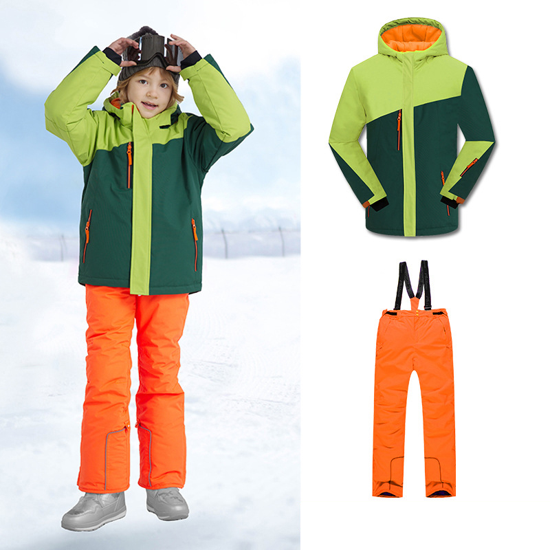 Children Ski Suits Boys Thickened Warm Snowboard Jackets Overalls Windproof Waterproof Kids Ski Set Snow Pants Winter Clothing alx