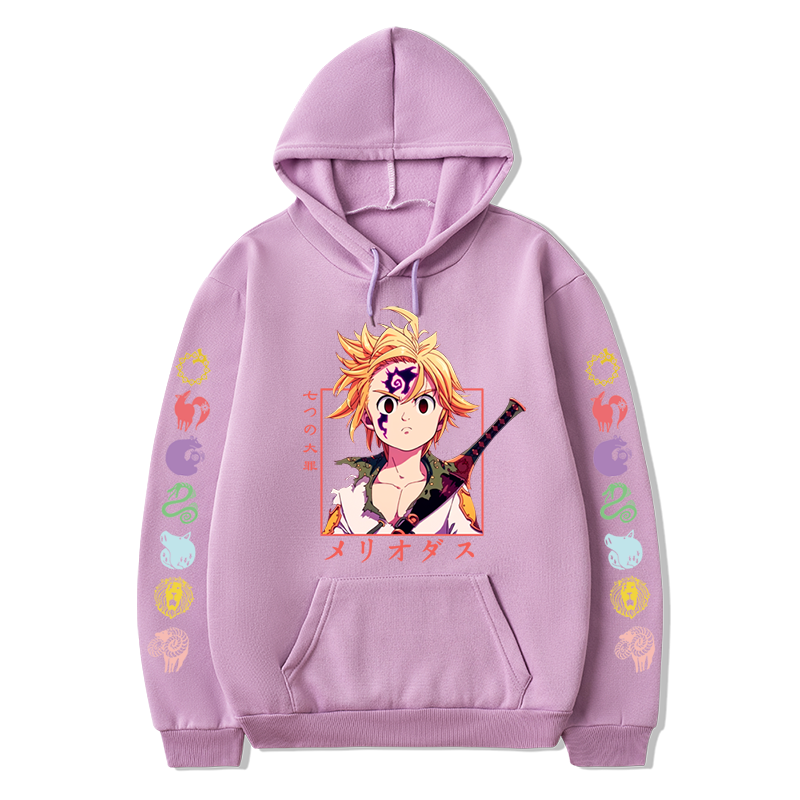 Anime Hoodie Men Women Seven Deadly Sins Meliodas Printed Long Sleeve Pullover Unisex Winter Loose Streetwear Streetwear Women alx