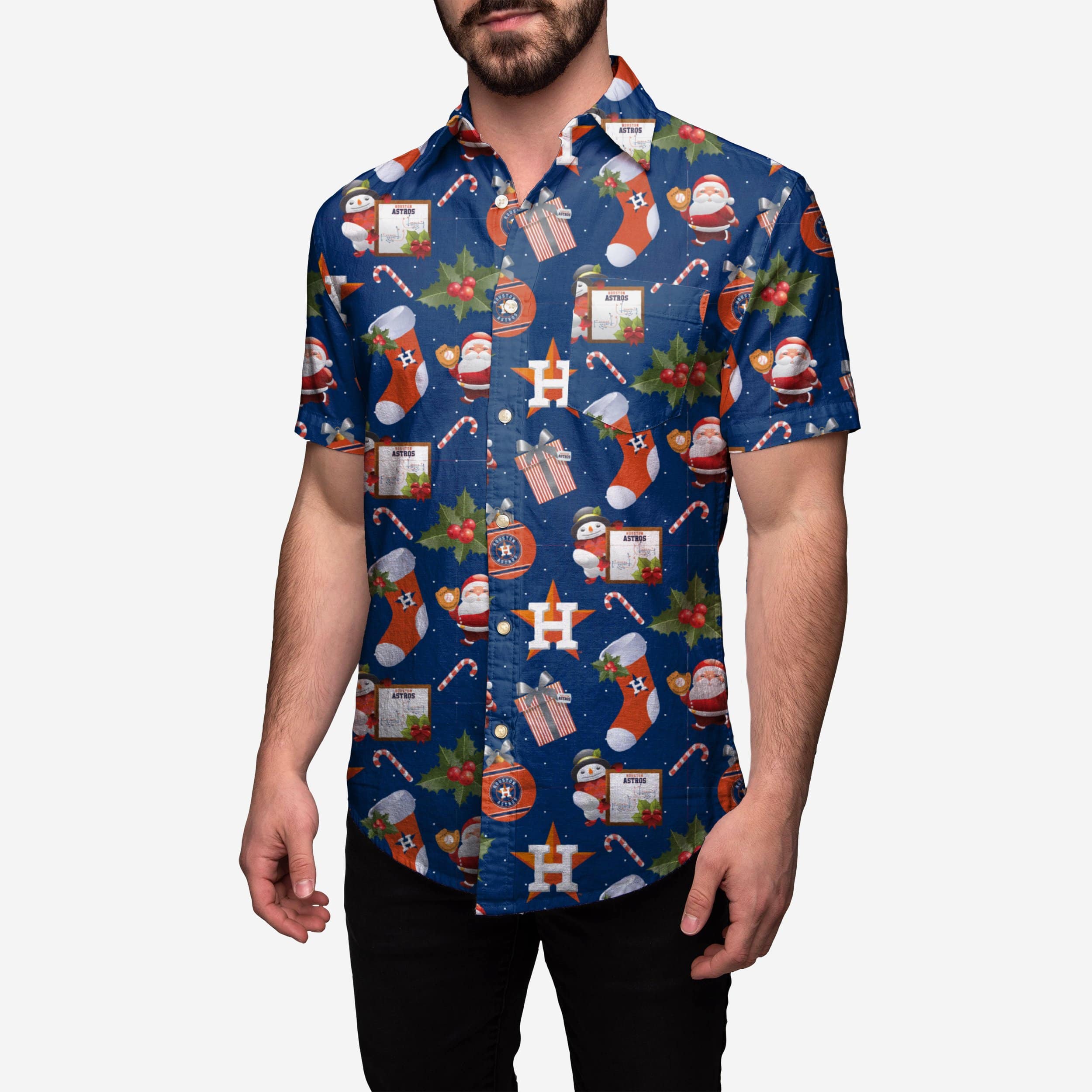 Houston Astros Christmas Explosion Button Up Shirt