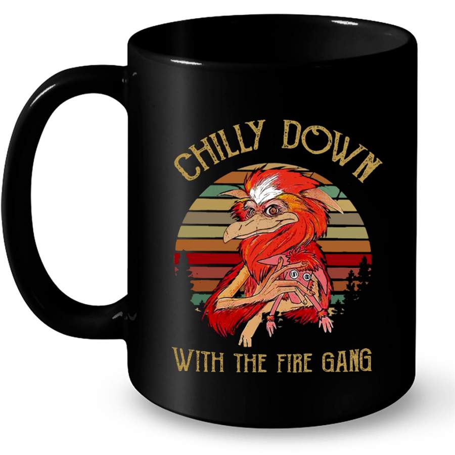 Chilly Down With The Fire Gang Classic VIntage Retro Design – Full-Wrap Coffee Black Mug