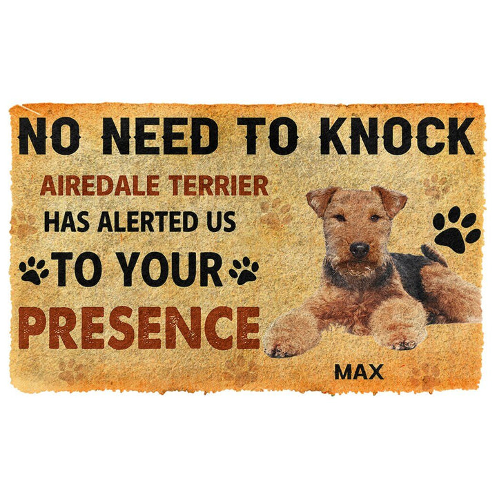 Waybackapparel No Need To Knock Airedale Terrier Dog Custom Name 3D Doormat