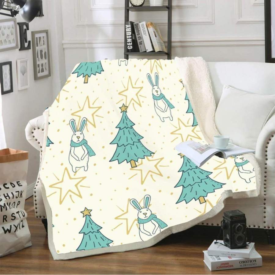 X-Mas Trees Stars Rabits Blanket Christmas Decoration Ideas Christmas Gift Ideas